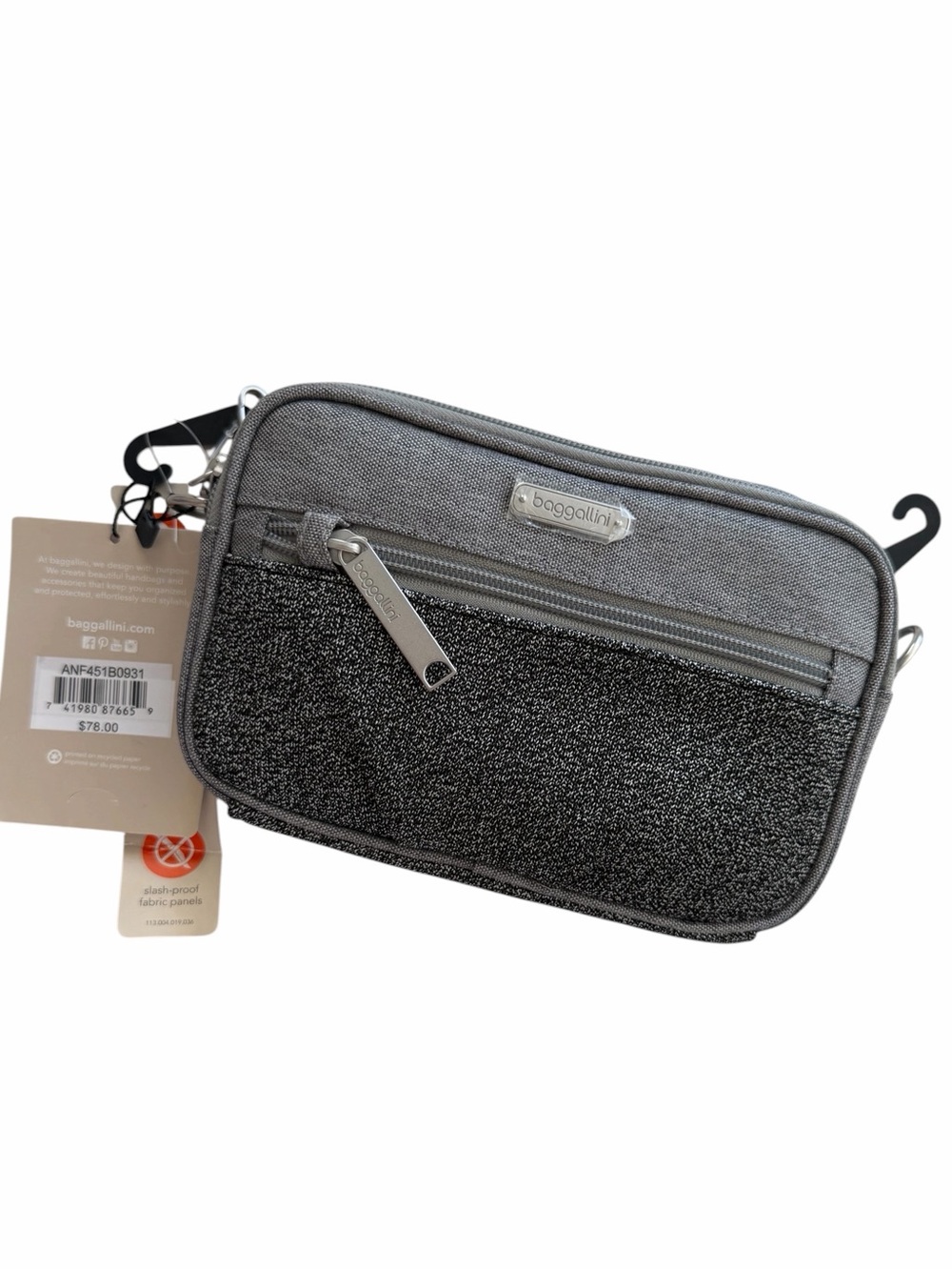 Baggallini Gray Textured Crossbody Organizer